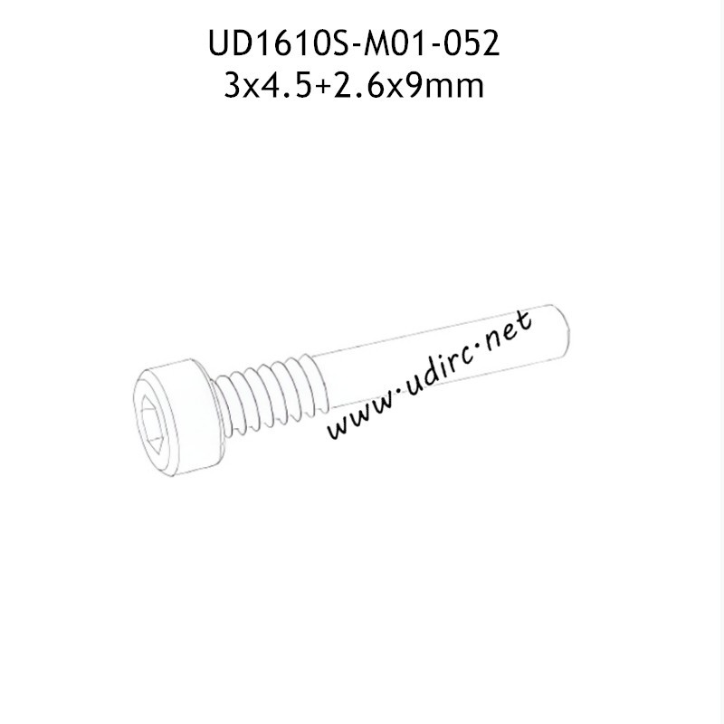 UDIRC UD1610 1610S Parts 3x4.5+2.6x9mm Hexagon Socket Head Cap Half Thresded Tapping Screw M01-052 UDIRC UD1610 1610S Parts 3x4.5+2.6x9mm Hexagon Socket Head Cap Half Thresded Tapping Screw M01-052