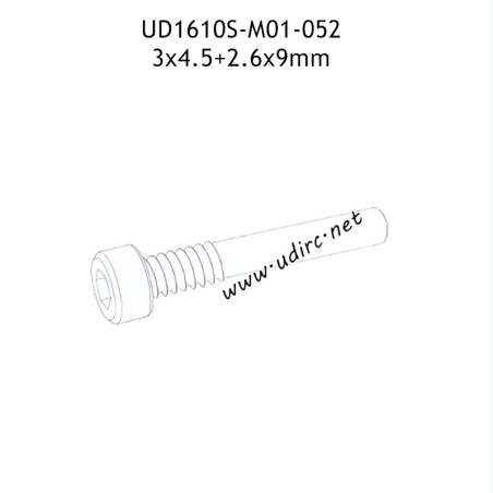 UDIRC UD1610 1610S Parts 3x4.5+2.6x9mm Hexagon Socket Head Cap Half Thresded Tapping Screw M01-052