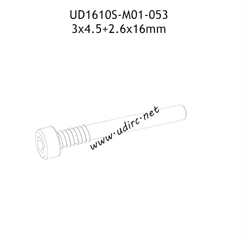 UDIRC UD1610 1610S Parts 3x4.5+2.6x16mm Hexagon Socket Head Cap Half Thresded Tapping Screw M01-053 UDIRC UD1610 1610S Parts 3x4.5+2.6x16mm Hexagon Socket Head Cap Half Thresded Tapping Screw M01-053