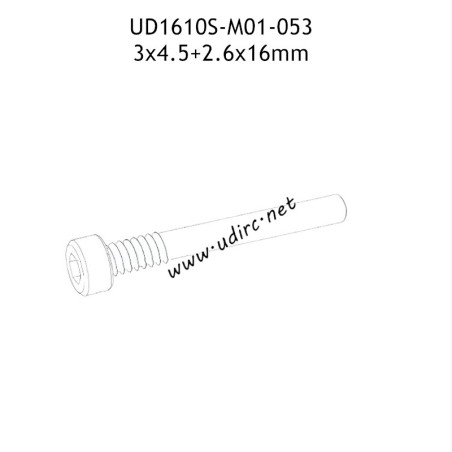 UDIRC UD1610 1610S Parts 3x4.5+2.6x16mm Hexagon Socket Head Cap Half Thresded Tapping Screw M01-053