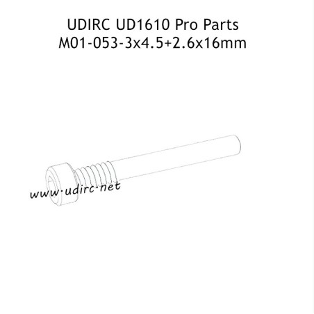 UDIRC UD1610 Pro RC Car Parts 3x4.5+2.6x16mm Hexagon Socket Head Cap Half Thresded Tapping Screw M01-053