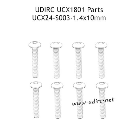 UDIRC UCX1801 Parts 1.4X10MM PM Hexagon Socket Buttonhead Machine Screw UCX24-S003