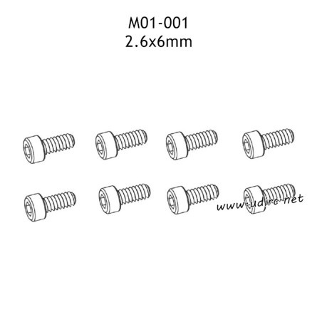 UDIRC 1001 1002 1002SE Parts 2.6x6mm Hexagon Socket Head Cap Tapping Screws M01-001