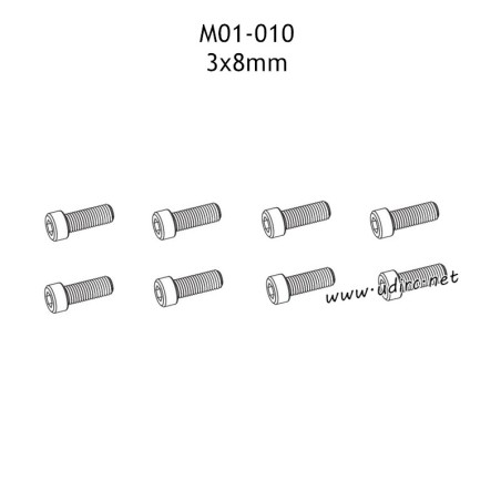 UDIRC 1001 1002 1002SE Parts 3x8mm Hexagon Socket Head Cap Machine Screw M01-010