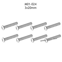 UDIRC 1001 1002 1002SE Parts 3x20mm Hexagon Socket Button Head Machine Screw M01-024
