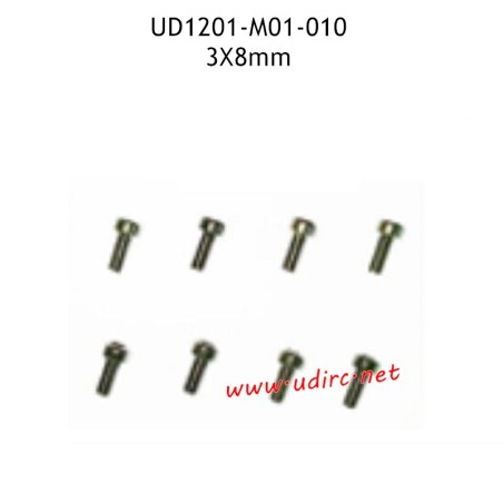 UDIRC UD1201 Parts 3x8MM HM Hexagon Socket Cup Head Machine Threaded Screws M01-010