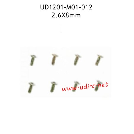 UDIRC UD1201 RC Car Parts 2.6X8MM KB Hexagon Socket Countersunk Head Tapping Screws M01-012