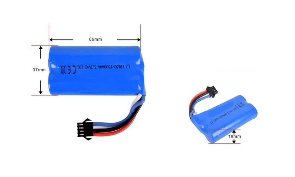 UDIRC UDI009 Parts 7.4V 1500mAH Li-Po Battery Dimension Overview