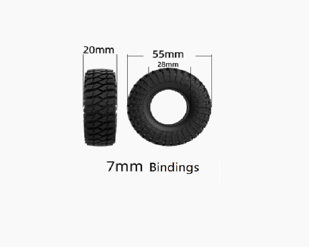 UDIRC UCX2405 1/24 Snow Leopard RC Car Upgrade Parts Wheels without Bindings Dimension Overview