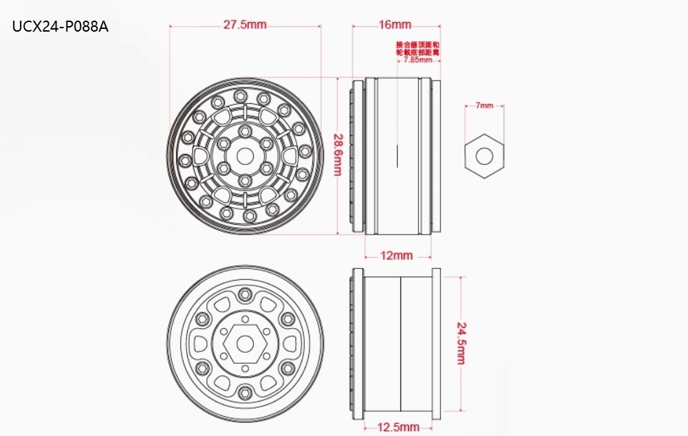 UCX24-P088A-UDIRC_UCX2405_RC_Car_Upgrade_Parts_Metal_Wheels_Bindings-Overview