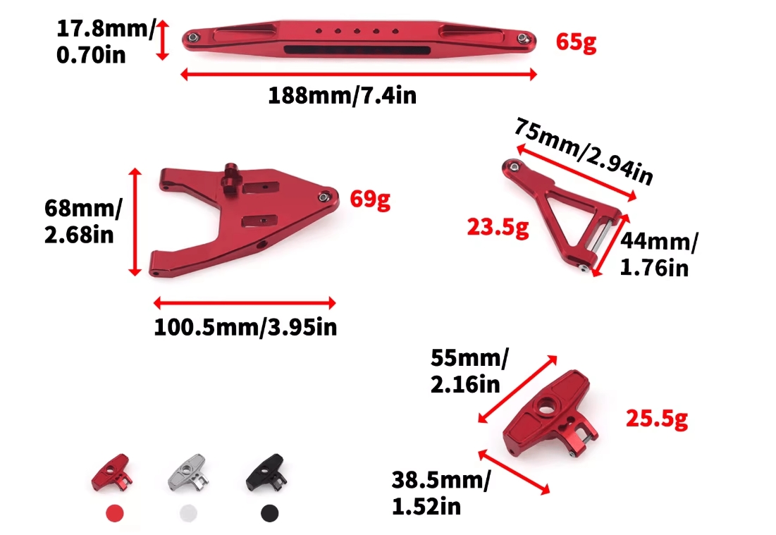 UDIRC UD1002 1002se Upgrade Parts Swing Arm Dimension Overview